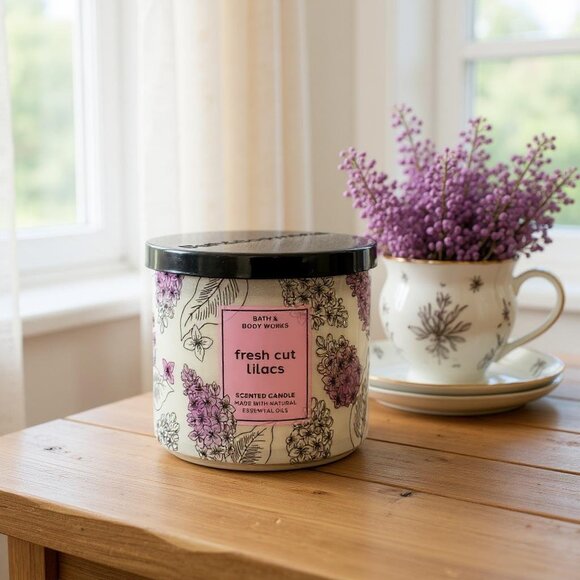 Bath & body work Fresh Cut Lilacs Large 3-Wick Candle New - Picture 2 of 4